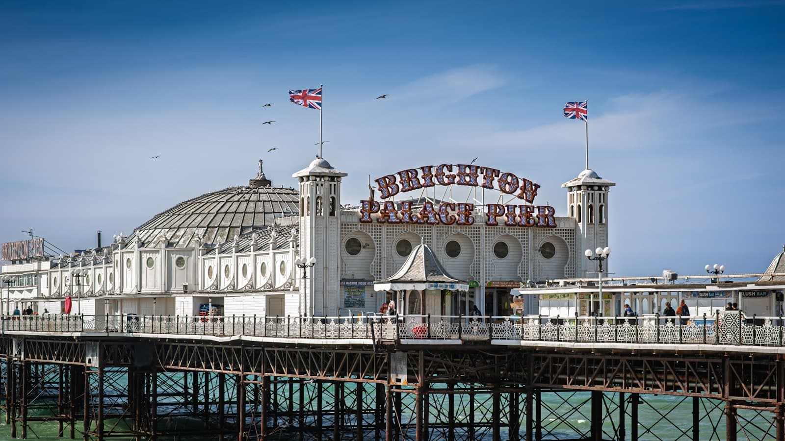 Brighton Palace Pier above the sea on a bright day
